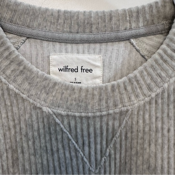WILFRED FREE grey ribbed velour crewneck sweatshirt - Picture 2 of 5